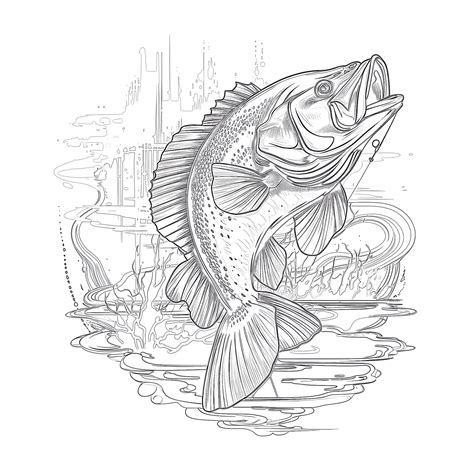 bass fishing drawing 3