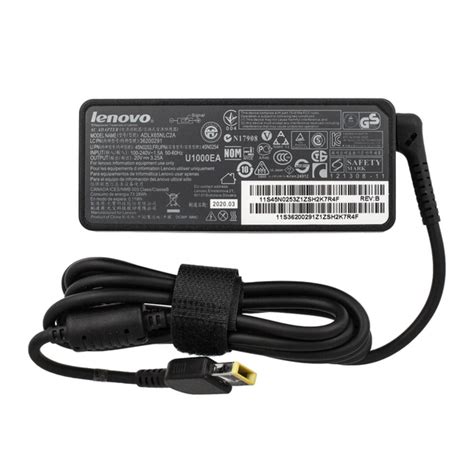 Блок питания 20V 3.25A прямоугольный разъем 65W для ноутбука LENOVO ...