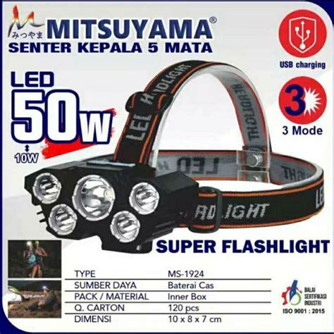 Senter Kepala LED Headlamp 5 Mata 50w Mitsuyama MS 1924 Lazada Indonesia