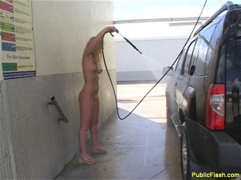 Shapely Blonde Washes Car Naked In Public At Florida Car Wash Porn
