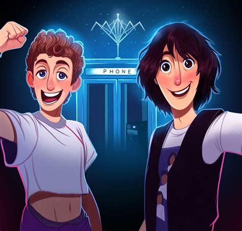 Bill And Ted Cartoon Drawings Movie Art Comic Illustration