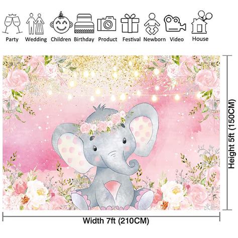 Allenjoy 7x5ft Pink Floral Elephant Backdrop For Baby Shower It S A