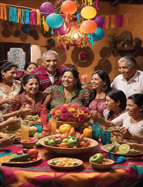 Premium Photo | Mexican family gathering around a traditional dinner