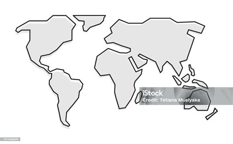 simple stylized map   world extremely simplified world map
