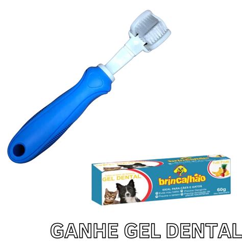 Escova De Dente Para Gato - Escova de Dente Para Cachorro e Gato 360 Graus + Gel Dental 60g ...