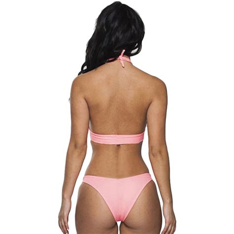 Pink Cross Hollow Out Bikini