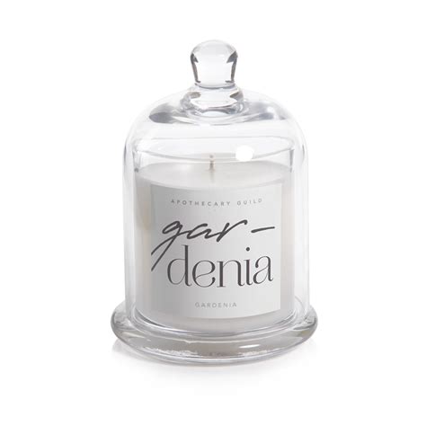 Zodax Gardenia Apothecary Guild Scented Candle Jar With Glass Dome