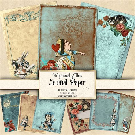 Whimsical Alice In Wonderland Journal Paper – MasterBundles