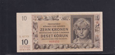 Drittes Reich Böhmen und Mähren 10 Kronen 1942 Ro 562d ZWK 14c ohne