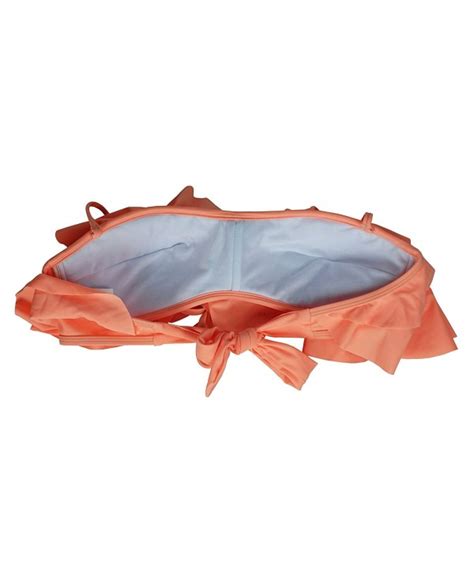 Women S Retro Boho Flounce Falbala High Waist Bikini Set Chic Swimsuit Fba Orange Pink