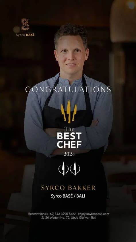 Chef Syrco Bakker Raih Penghargaan Two Knives di The Best Chef Awards 2024 - GATRABALI.COM