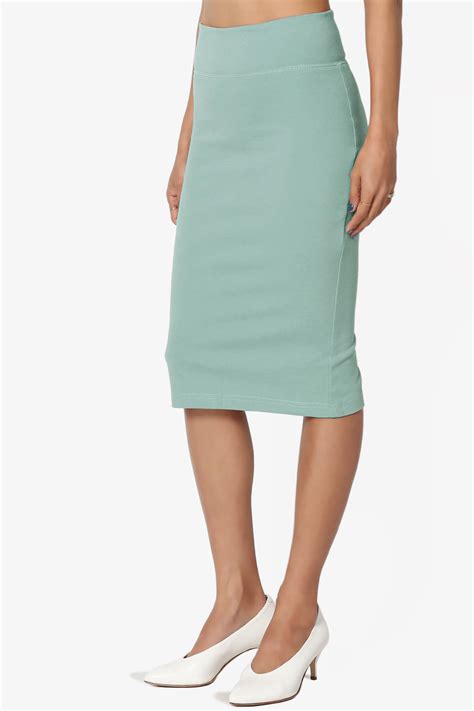 Premium Ponte Stretch Office High Waist Knee Length Midi Pencil Skirt