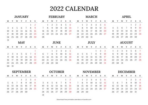 2022 calendar printable 7
