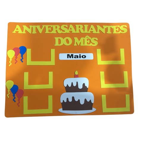 Painel Aniversariantes Do Mes Em Eva Com Molde - Painel Eva decorativo Aniversariantes do Mês - 50 x 65 Centímetros ...