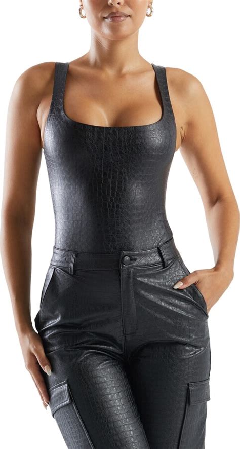 Naked Wardrobe The Crocodile Collection Croc Embossed Faux Leather Tank Bodysuit ShopStyle