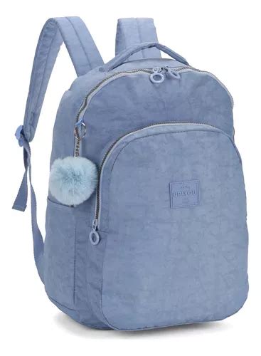 Mochila De Costas Escolar Up You Crinkle Chaveiro Pompom Frete Gr Tis