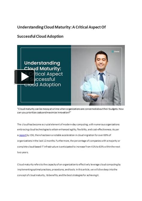 Ppt Understanding Cloud Maturity A Critical Aspect Of Successful