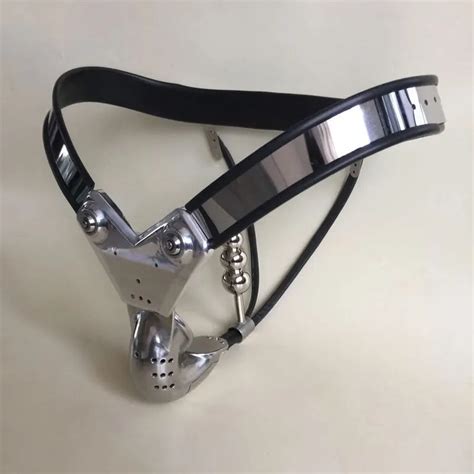 Male Chastity Belt Mens Stainless Steel Chastity Cage With Removable Anal Bead Plug Master Slave