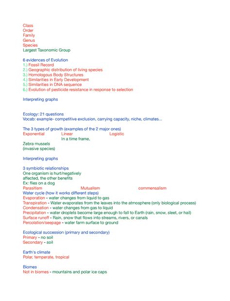 Final Review Biology 1