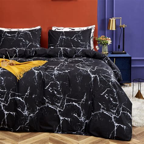 buy clothknow black comforter sets queen black grey marble bedding