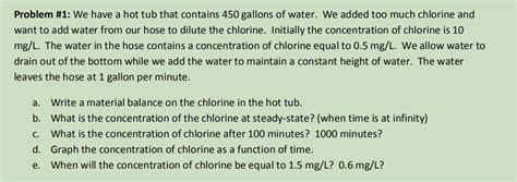 Problem 1 We Have A Hot Tub That Contains 450 Chegg