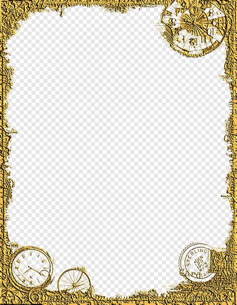 Gold Frame Frames Steampunk Border Text Picture Frame Png PNGEgg