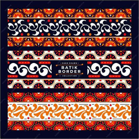 Premium Vector Colorful Vintage Batik Border Vector Collection