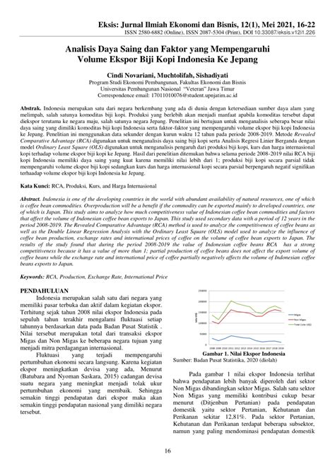 Pdf Analisis Daya Saing Dan Faktor Yang Mempengaruhi Volume Ekspor