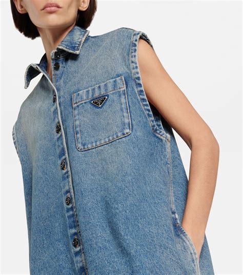 Denim Shirt Dress In Blue Prada Mytheresa