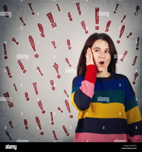Surprised Woman Hand On Her Cheek Holding Mouth Opened And Exclamation