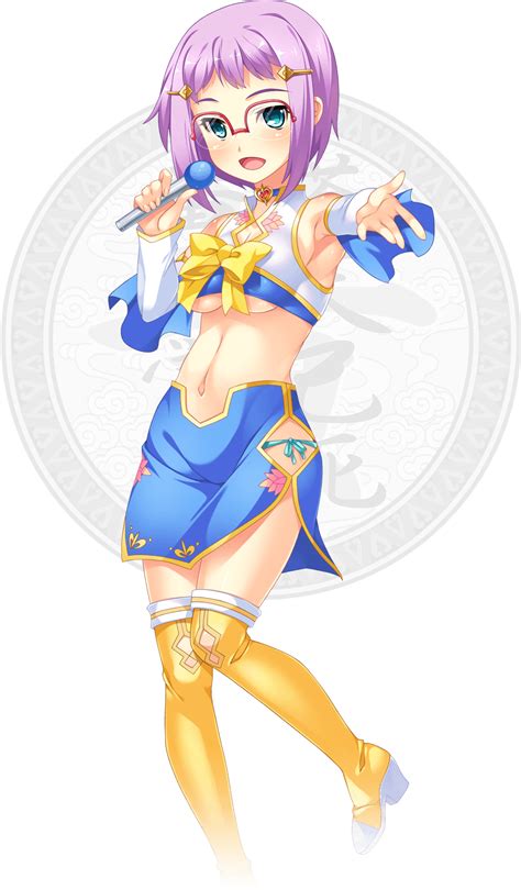 Chouryou Renhou Koihime Musou Highres 1girl Blue Eyes Blue Skirt Bow Detached Sleeves