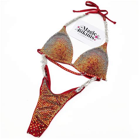 Competition Bikini No Npc Signal Red Lycra With Connectors Magic