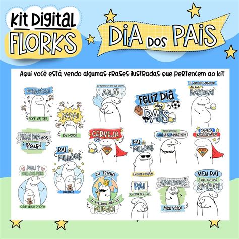 Flork Dia Dos Pais - Kit Digital Dia Dos Pais Flork Estampas Caneca Frases Png • DMK Studio