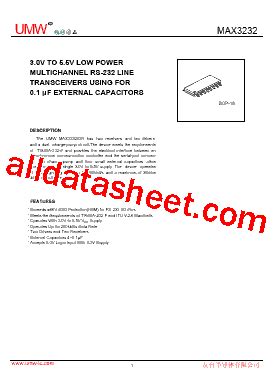 MAX3232 Datasheet(PDF) - Guangdong Youtai Semiconductor Co., Ltd.