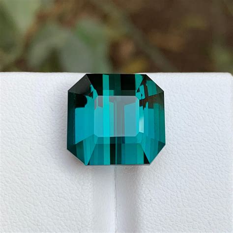 Rare Teal Blue Flawless Tourmaline Gemstone 1530 Ct Emerald Cut Ring