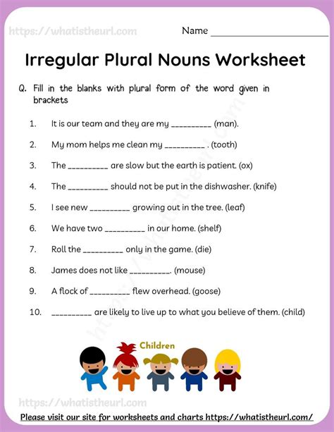 Regular And Irregular Plural Nouns Worksheets