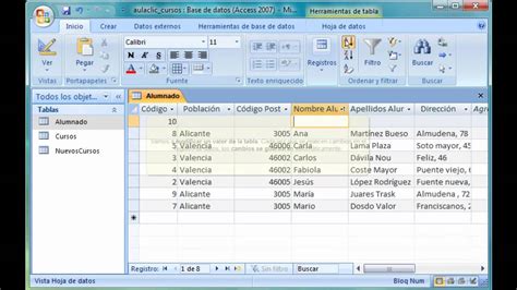 Curso De Access La Vista Hoja De Datos Youtube