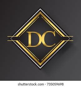 dc letter logo square shape gold stock vector royalty