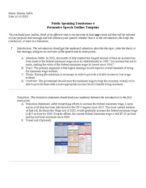 Public Speaking Touchstone Template Name Breuna Gable Date