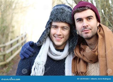 Gay Couple In The Winter Stock Photo Image Of Couple