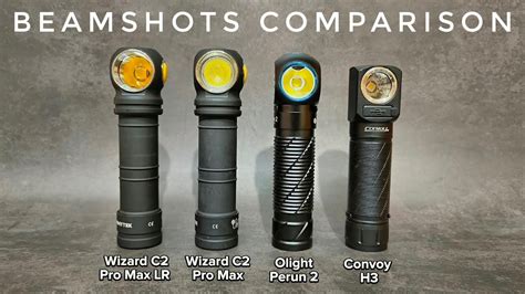 Top View Beamshots Comparison Armytek Wizard C Pro Max Lr Warm Vs