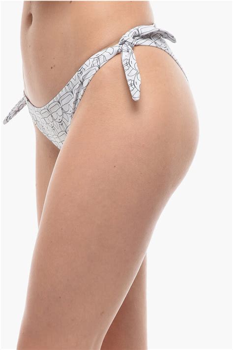 Karl Lagerfeld Slip Bikini Con Stampa Iconica All Over E Lacci Da Annodare Donna Glamood Outlet