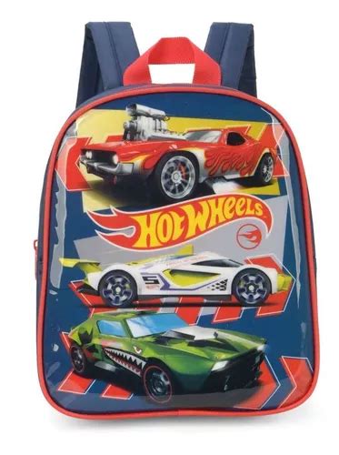 Mochila Baby Hot Wheels Azul Luxcel Carrinho Creche Escolar Parcelamento Sem Juros