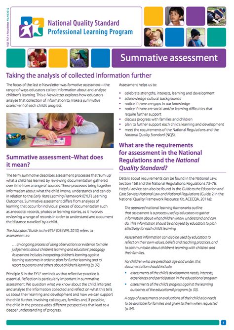 Summative Assessment Examples For Early Childhood
