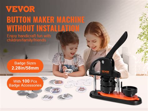 VEVOR VEVOR Button Maker Machine 2 28 Inch 58mm Pin Maker