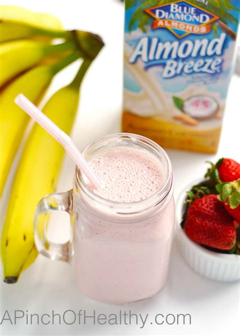 Strawberry Banana Smoothie Made With Almond Breeze A Pinch Of Healthy