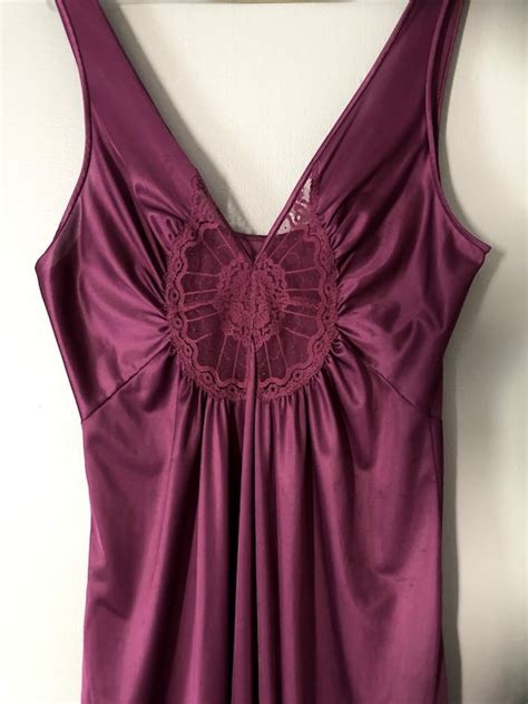 Vintage Kayser Nightgown Purple Lingerie Nylon Sleepw Gem