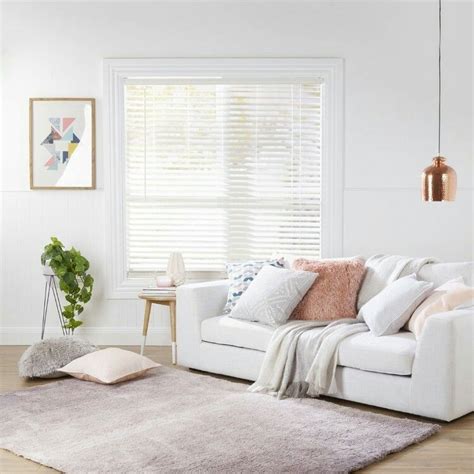 White Wooden Horizontal Spotlight Venetian Blinds Living Room