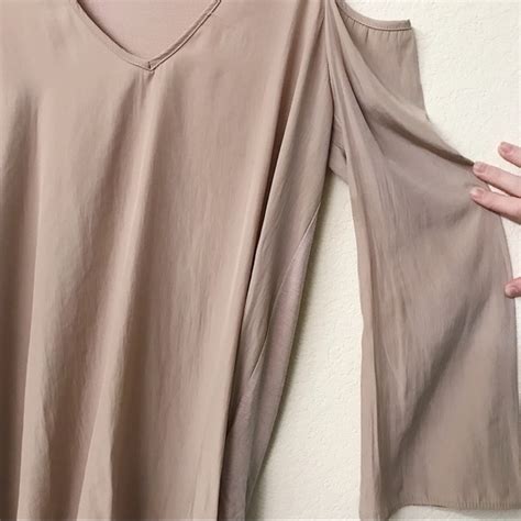 Lola Sophie Tops Lola Sophie Nude Cold Shoulder Blouse Poshmark