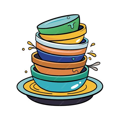 Stack of dirty dishes clipart vector art and illustration | Premium AI ...